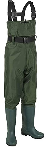 Trampolieri da Pesca con Stivali Impermeabili, Pantaloni da Pescatore Uomo Donna, Nylon PVC Waders Traspirante con Tasca e Cintura, Trampolieri per Caccia Agricoltura