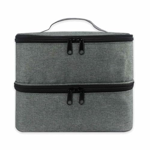 Gray Sac De Rangement De Vernis À Ongles À Double Couche Rangement Vernis A Ongle Malette Onglerie Organisateur Grand Étui De Rangement Zippé pour Vernis À Ongles 25x20x19 Cm