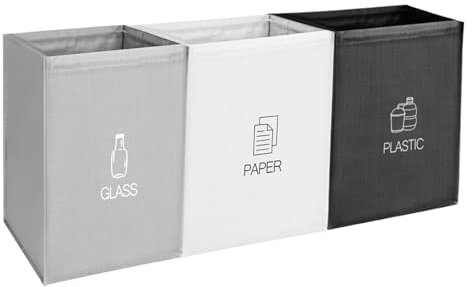 CTDMJ Reusable Recycling Bins 3Packs Recycling Bags with Handle Waterproof Recycling Bin Bags Recycle Bin Bags Set Woven Waste Bins bag Recycling Box for Kitchen Home Office Recycling Bags