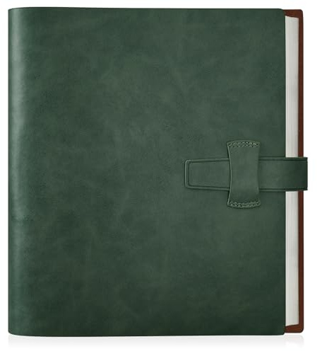 Artmag Photo Album 4x6 200 Photos, Thick Leather Cover Picture Album with 30 PCS Kraft Writing Paper Holds 200 Horizontal Photos for Family Wedding Anniversary (Dark Green)