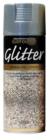 Glitter Spray Paint Silver 400ml - a Quick Drying, Non Yellowing, Durable Clear Top Coat Containing Glitter Particles - Perfect for Adding a Special Touch to Craft & Hobby Projects