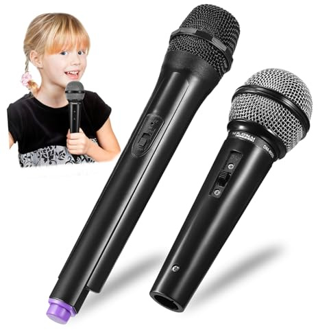 HONMEET 4 pièces Microphone pour Garçon Fille de Accessoires Plastique Réalistes pour Jeux de Rôle Chant et Spectacle Stimulation et Créativité des Garçon Fille