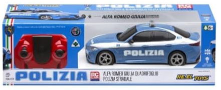 Generico Quadrifoglio police routière, voiture télécommandée RC, modèle échelle 1:24, bleu et blanc, jouet pour enfants 6 ans