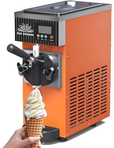 LMYYDES Sorbetière Professionnelle de comptoir, 450 W, 3,5 L, Machine à crème glacée Molle, yaourtière avec Nettoyage Automatique pour yaourts, sorbets, Glaces et Boissons, 51 x 20 x 40 cm Orange