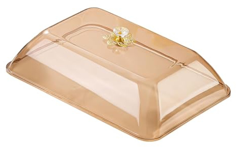 NonMiFyR Rectangular Bell-Shaped Food Lid, Ideal for Cakes, Sweets, Boards, Doughnuts and Cheeses, XL Amber