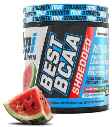 BPI Sports Best BCAA Shredded - Caffeine Free Thermogenic Recovery Drink, Lean Muscle Building BCAA Powder For Women and Men, Preworkout BCAAs Amino Acids Drink- Watermelon ICE - 25 Servings