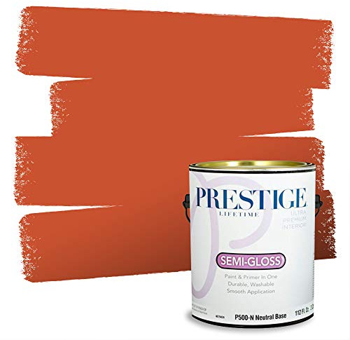 PRESTIGE Paints Interior Paint and Primer In One, 1-Gallon, Semi-Gloss, Comparable Match of Sherwin Williams* Raucous Orange*