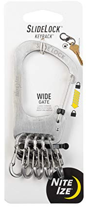 Nite Ize SlideLock KeyRack - Secure Key Holder Carabiner with Small S-Biners - Keychain Organizer with MicroLocks & Lockable Carabiners - Stainless Steel
