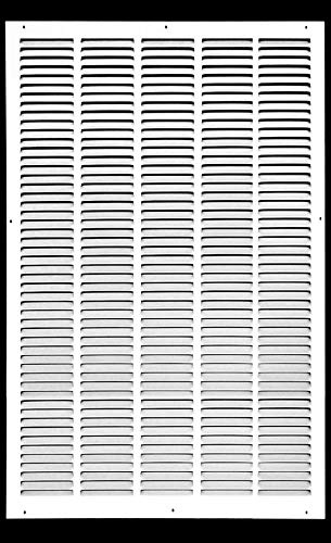 HVAC Premium 24'' x 34'' [Duct Opening] Flat Stamped Steel Return Air Grille - Sidewall and Ceiling - HVAC Vent Duct Cover - White [Outer Dimensions: 25.75''w X 35.75''h]