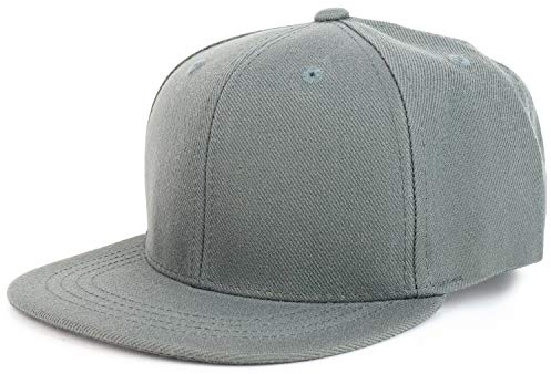 Armycrew Youth Kid's Solid Color Flat Bill Snapback Baseball Cap - Charcoal