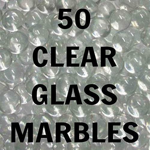 cleverlittlegifts 14mm Clear Glass Bubble Glass marble - ideal for Vase decoration - fish tanks (Clear Marbles, 50 Marbles)