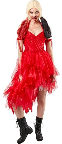 Rubie's Offizielles Harley Quinn Rotes Damenkleid Karneval Suicide Squad 2 Bösewicht-Kostüm für Damen
