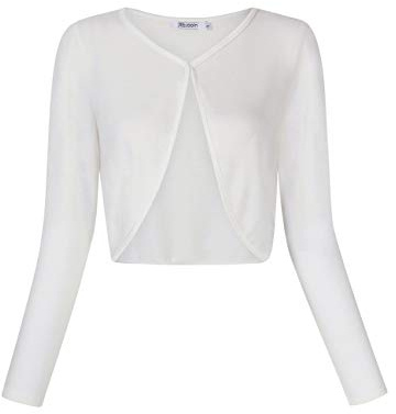 KOJOOIN Mujer Bolero Elegante cárdigan Corto Mujer Bolero Manga Larga cárdigan Hombro Chaqueta Bolero Chaqueta Casual Chaqueta Tops para Vestido de Novia para Boda