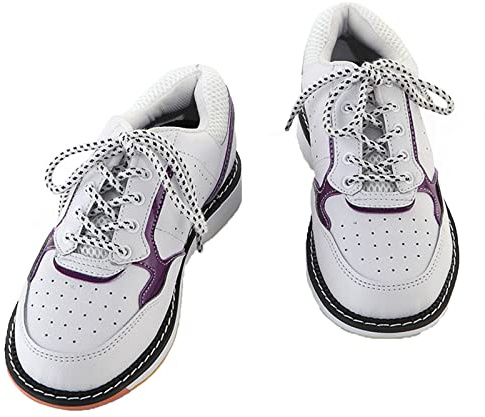 SUMECH Bowlingskor för kvinnor Läder lättviktiga bowlingskor Slitstark dämpning,White,35 EU