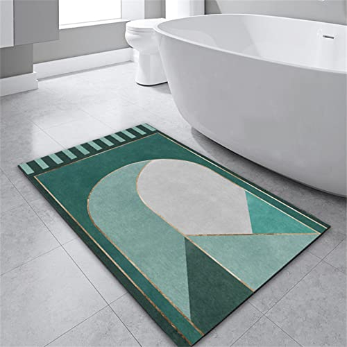 Aoojlo Badematte rutschfest 70x120cm, Badteppich Hellgrün Badvorleger Schnelltrocknend Saugfähige Waschbar Duschvorleger, Badezimmerteppich Bath Mat Home Deko für Badewanne, Dusche, Badezimmer