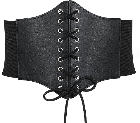 RHZXD Damen Korsett Gürtel, Elastischen Breiten Band Schnürkorsett, Damens Corset Belt, Gürtel HüftgurtWaist Trainer, Taillenformer für Damen (Schwarz)
