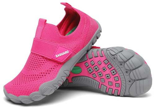 SAGUARO Escarpines Niño Niña Zapatillas de Agua Respirable Zapatos Agua Antideslizante Zapatillas Playa Escarpines Piscina Calzado para Natacion Surf Acuaticas Rosa Intenso, Gr.31 EU