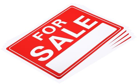 PATIKIL For Sale Sign, 4Pcs 12Lx9Wx0.01T Self-Adhesive For Sale Signage for Business Shops Advertising Commercial Stores Car and Auto Sales, Red White, PVC