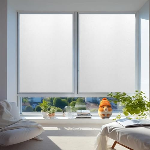 Pellicola Vetri Finestre, Oscurante 80 x 130 cm, Statica Protezione Traslucida Privacy, Rimovibile Riutilizzabile, Anti Uv, Pellicola per Finestre Autoadesiva, per Casa Cucina, bianco opaco