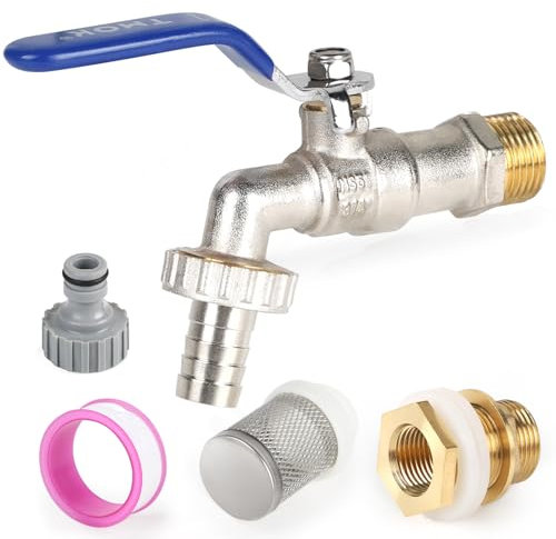 SWAWIS Robinet Cuve 1000L 3/4 Pouce Laiton Connecteur Cuve 1000L avec Passage de Tonneau d'eau de Pluie Raccord Cuve Traversée de Réservoir Adaptateur de Réservoir