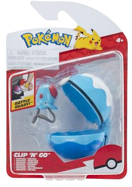 Pokemon Clip N Go 5cm kamp figur Tentacool med Dive Pokéball - Leksaksfigur for barn 4+ - Officell Pokémon produkt for barnleksak