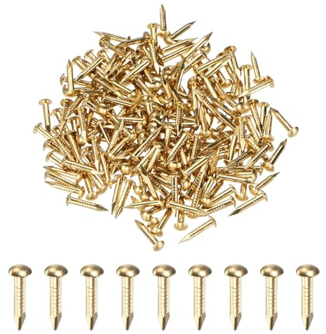 M METERXITY 200 Pcs Piccoli Chiodini, 1.5mm x 10mm Chiodi Di Precisione In Ottone Testa Tonda Per Legno/DIY Artigianato Decorativo/Accessori Casa/Appendi Quadri
