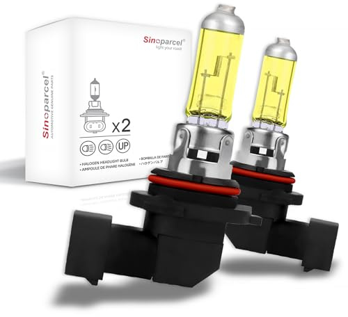 Sinoparcel Enhanced HB4 9006 Fog Light Bulb, 2500K Golden Yellow | Superior Rain Visibility, Headlight Low Beam, OEM Replacement, P22d Base, 12V 55W, Pack of 2