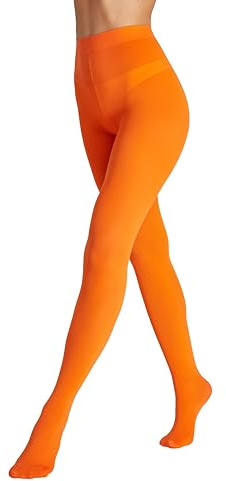 Seidiva Medias Opacas para Mujer 80 Deniers Cintura Alta, Pantimedias Mate Ultrasuave, Más de 25 Colores, 1 Naranja XS-S