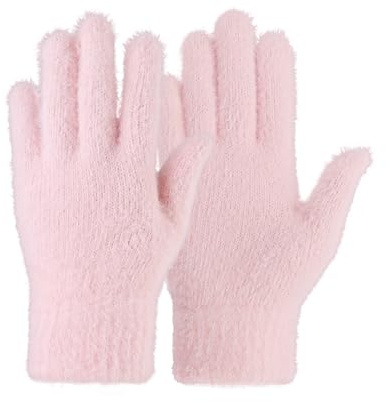 LuckyOpt Guantes de mujer de lana artificial para mujer, guantes de invierno elásticos, para clima frío, Rosa., 20x 10.5cm / 7.87 x 4.13 Zoll