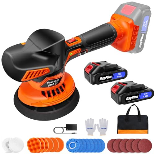Polisseuse sans fil 21 V avec réglage à 6 vitesses et 2 batteries Li-ion Affichage du niveau 125 mm-150 mm Disque Max 110 W Puissance d'entrée pour polissage