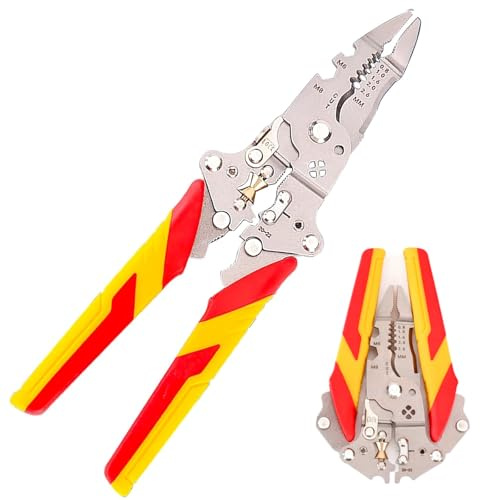 TENGWA Pince a Denuder 14 en 1 Portable et Pliable Pince a Denuder Electricien Multi Usages Pinces Electricien Multifonction pour Dénuders Enrouler Plier et Sertir