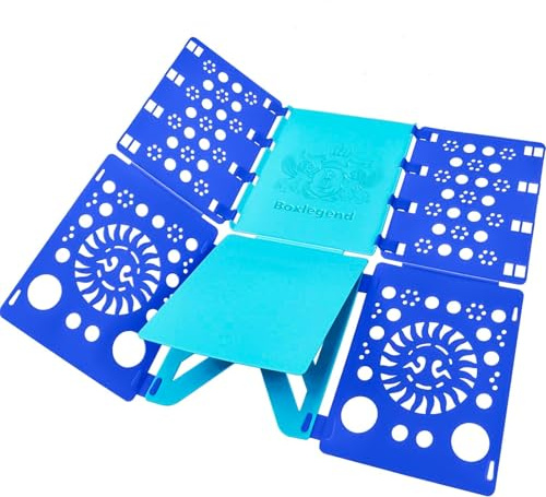 BoxLegend Version 3 Shirt Folding Board t Shirts Clothes Folder Durable Plastic Laundry folders Folding Boards Helper Tool for Adults and Children (Blue & Turquoise)