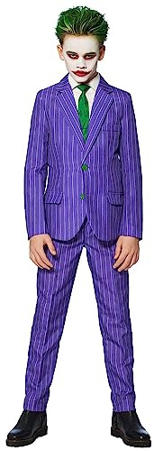 Suitmeister Boys Joker Costume Suit â Official DC, Purple 3-Piece Slim Fit Size: XL