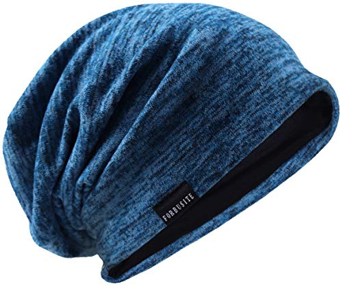 VECRY Uomo Slouchy Beanie Knit Zucchetto Lungo Gonfio Foderato Inverno Estate Cappelli (Blu)
