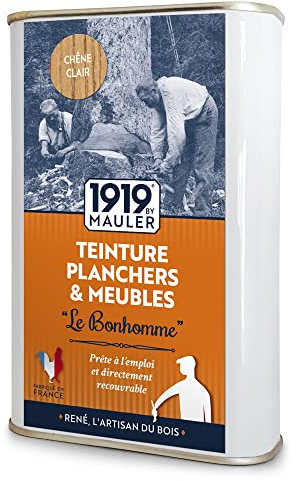 Teinture bois - Chêne Clair 0,5L : teinte + protège idéalement meuble et bois intérieur - Le Bonhomme 1919 BY MAULER