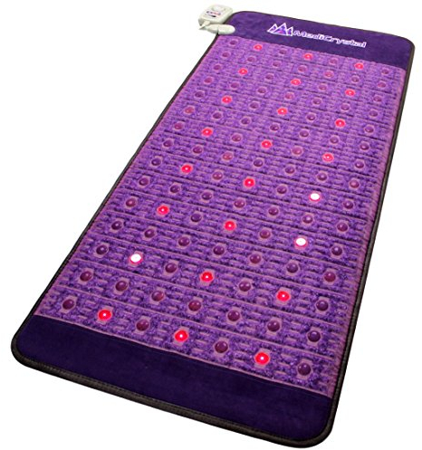 MediCrystal Lila Heizmatte Professionelle Größe 150x60cm mit Amethyst & Achat Hot Stones - Fern-Infrarot-Wärme - Photonic Red Lights - Einstellbare PEMF 4,8,10,14Hz