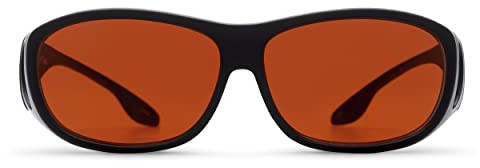 BluBloc OverView FL41 Blue Light Blocking Glasses For Migraine Relief and Light Sensitivity - Fit Over Style For Prescription Glasses