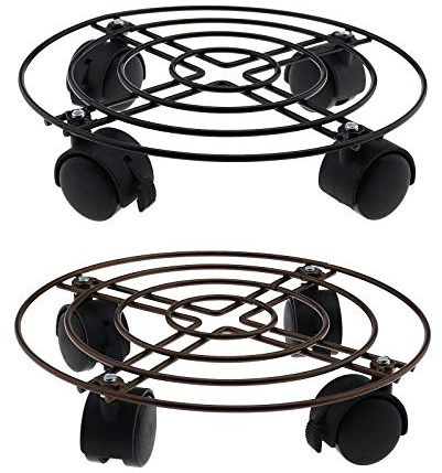 YINETTECH - Set di 2 supporti per ruote, con vassoi mobili, 25 cm, chiudibile per spostare vasi di fiori in vaso, vaso di fiori, colore: nero