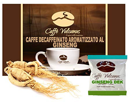 Caffè Vulcanus - 50 dosettes compostables ESE44 - Café décaféiné aromatisé au ginseng