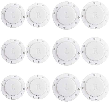 Merkts osynlig plastmagnetknapp, 6 par magnetiska klädknappar, sytillbehör magnet stenspänne automatisk gör-det-själv-väska magnetknapp för kläder (vit)