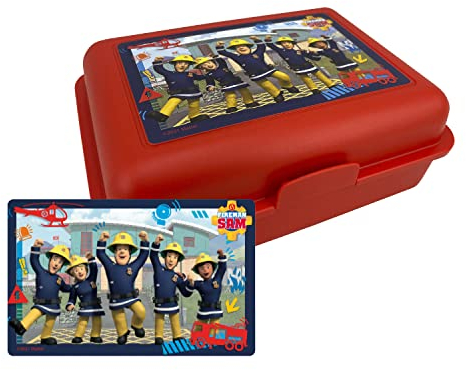 United Labels Feuerwehrmann Sam - Brotdose Lunchbox Butterbrotdose mit Trennwand Rot