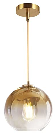 KCO Lampada a Sospensione in Oro Sfumato con Sfera - Moderna per Soggiorno, Regolabile in Altezza per Camera da Letto
