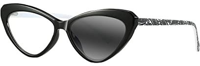 Multifocal Progressive Women's Retro Acetate Spring Hinges Varifocal UV400 Transition Photochromic Reading Glass (Black, 2, multiplier_x)