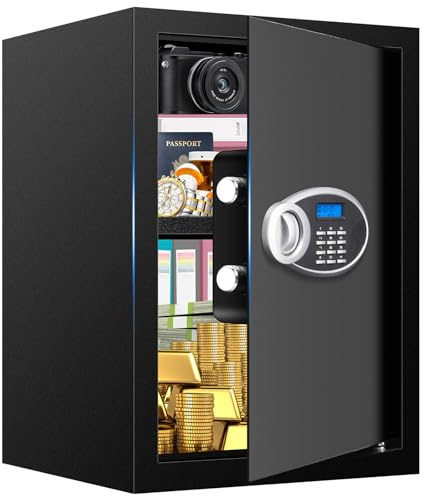3.3 Cubic Feet Home Safe Fireproof Waterproof, Digital Home Security Safe Box with Programmable Keypad and Spare Keys, Document Safe for Money Firearms Medicine Valuables