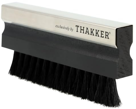 THAKKER William's Black Goatee Even Darker - Premium Schallplattenbürste mit 100% Ziegenhaar | Antistatisch | Vinyl-Bürste für Nass- & Trockenreinigung | Echtholz-Griff | Retro-Design | kein Nylon