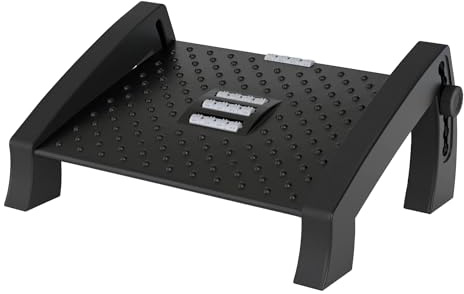 ACROPAQ - Repose Pied Bureau - Avec fonction de massage, Antidérapant, 6 hauteurs réglables - Repose pieds ergonomique, Repose-pieds - Noir
