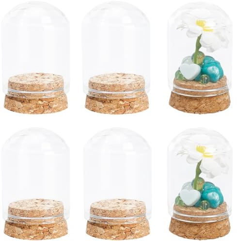 SUNNYCLUE 20Pcs Mini Glass Display Dome 30x40mm Small Glass Domes Glass Display Dome Cloche Glass Cloche Bell Jar with Cork Base Glass Display Bottles for Wedding Home Christmas Party Favor Decor