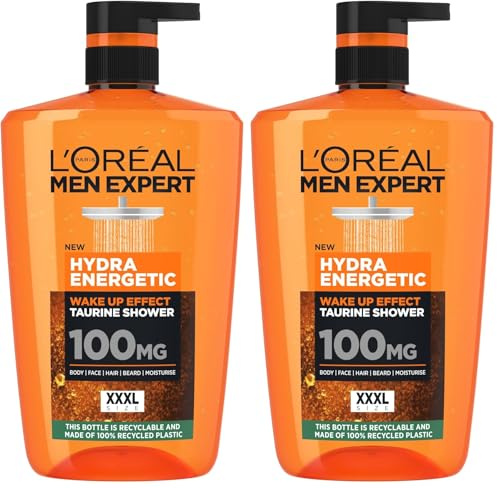 L'Oréal Men Expert Hydra Energetic Shower Gel Large XXXL 1L (Pack of 2)