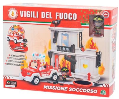 Giochi Preziosi Vigili Del Fuoco- Playset Che Include Palazzo In Fiamme, Veicolo A Ruota Libera Dei Vigili Del Fuoco, Pompiere 7 Cm Ricco Di Accessori E Dettagli Per Bambini A Partire Dai 4 Anni