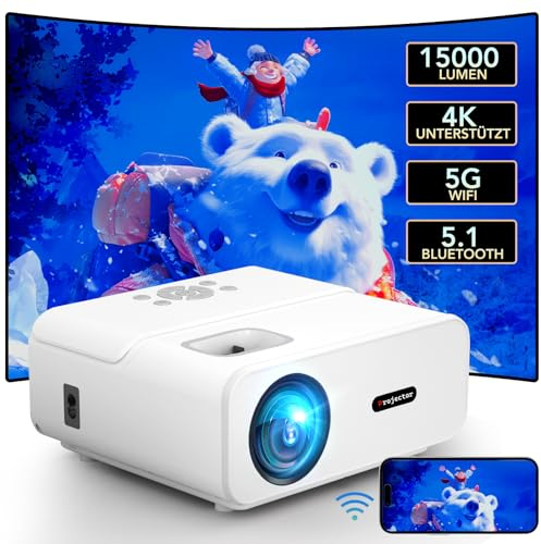 Full HD 1080P 20000 Lumen Heimkino Beamer - 4K unterstützt, Mini LED Beamer mit 300 Display, Video Projektor - Kompatibel mit Smartphone/Laptop/TV Stick/HDMI/PS5, 5G WiFi & Bluetooth